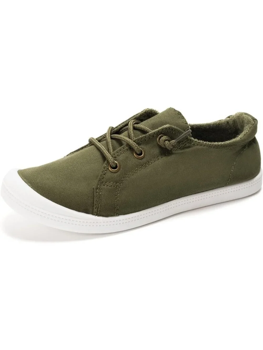 Women's Army Green Comfortable Lace-Up Flat Breathable Walking Casual Sneakers